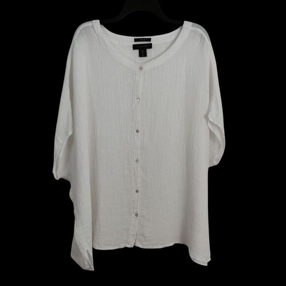 Tahari Linen Dolman Oversized Relaxed Fit Blouse Top Women's Large Beachy Gauzy - Picture 1 of 7